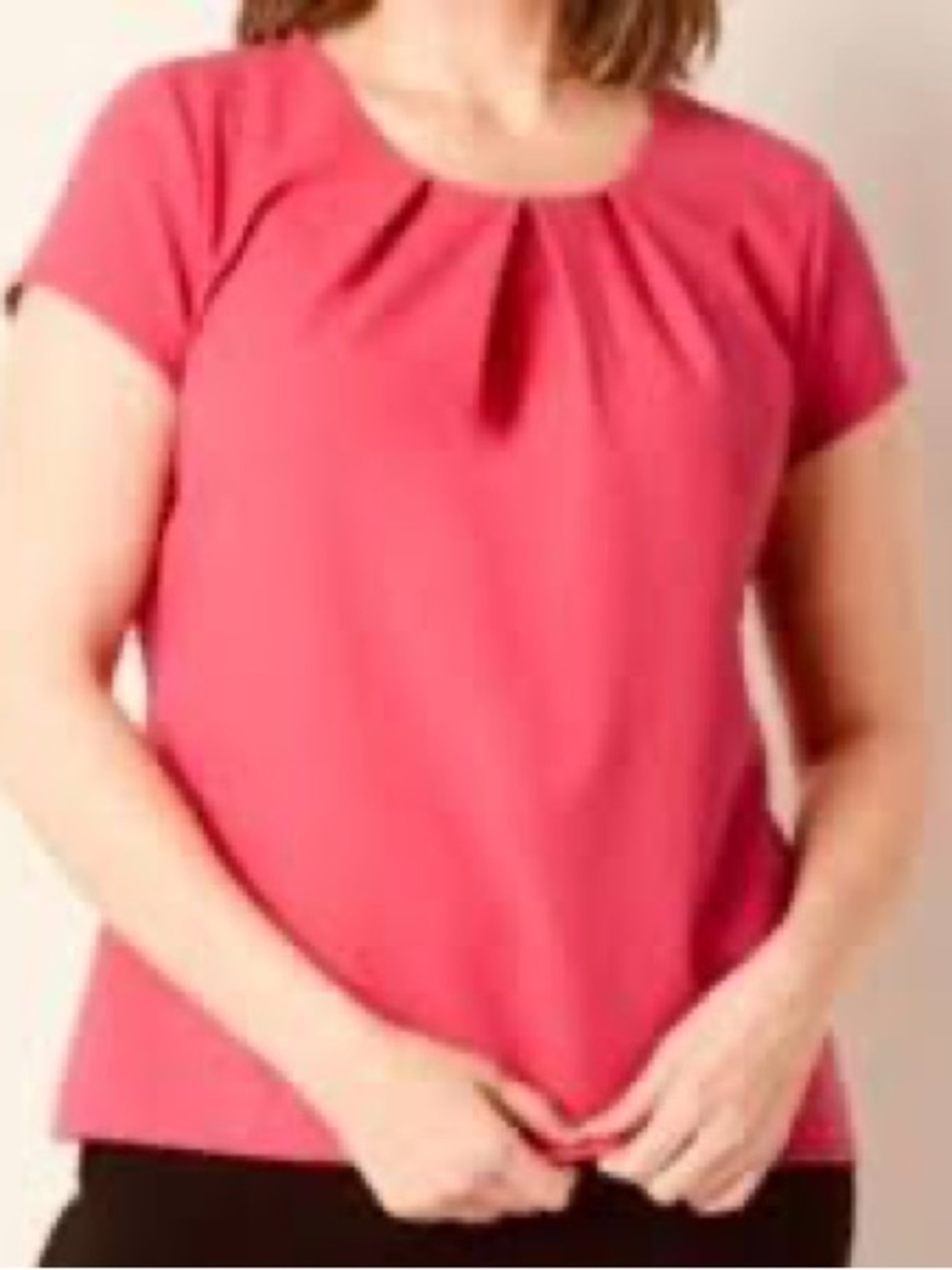 Women’s Pleated Cap Sleeve Coral Pink Top